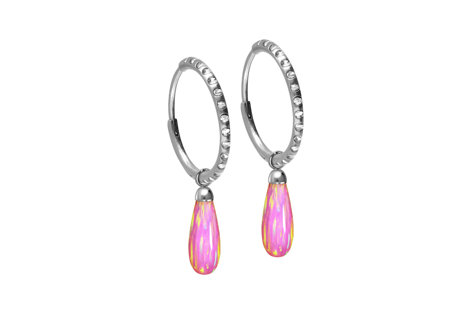 Titan Ohrclicker Creolen KRISTALLE + EPOXY + SYNTHETISCHER OPALTROPFEN von Piercingline